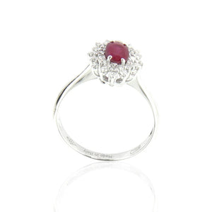 Anello Davite & Delucchi - Rosetta con Rubino e Diamanti - profilo