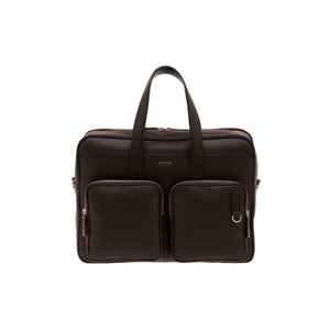 Cartella Pineider Daily in Pelle Marrone Bottalata con Doppia Tasca