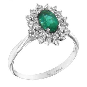 Anello Davite Delucchi - Rosetta con Smeraldo e Diamanti