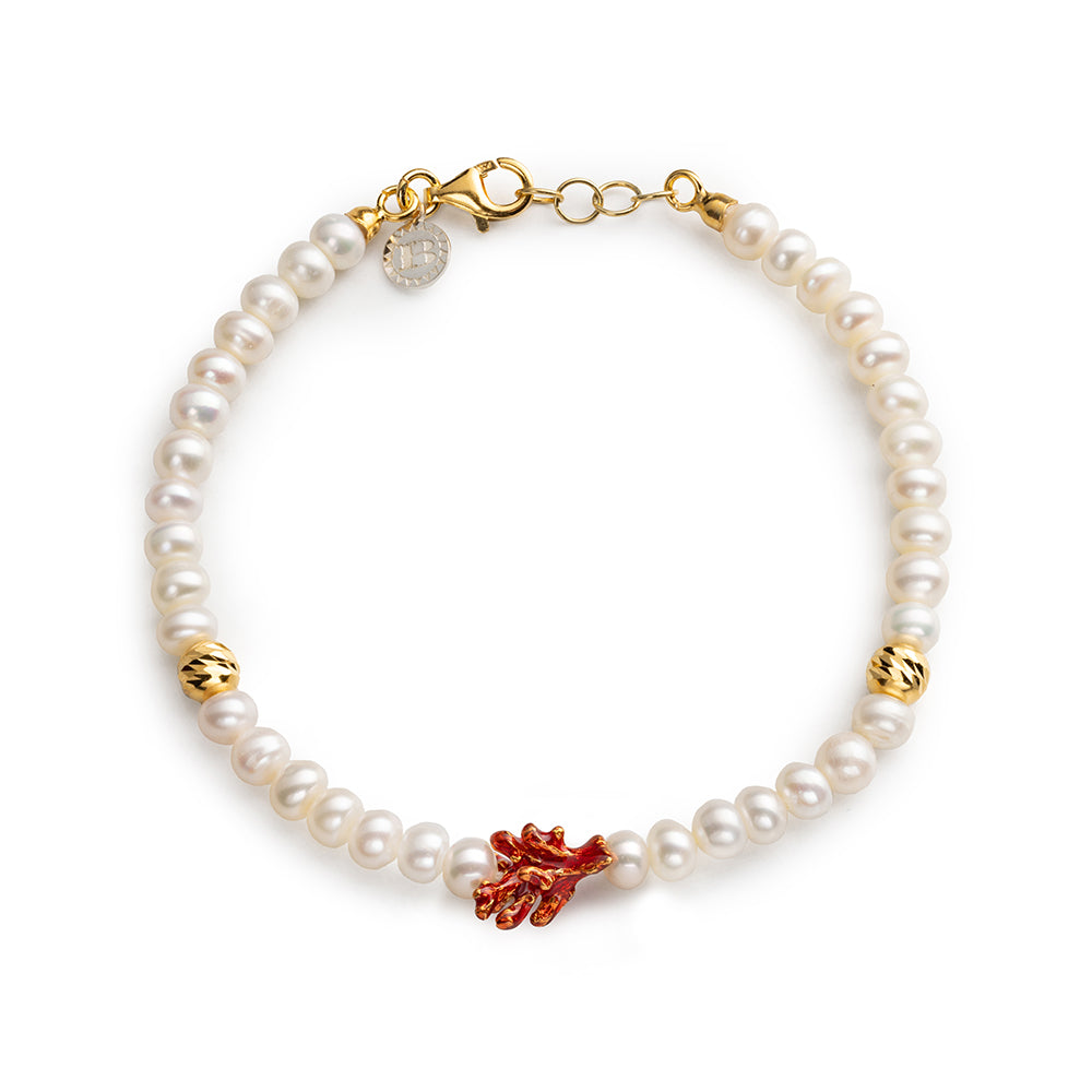 Bracciale Perle Mini Corallo - Patanegioielli
