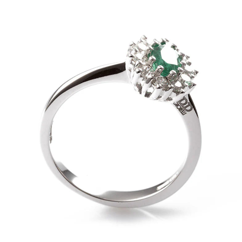 Anello Davite & Delucchi con Smeraldo e Diamanti - profilo