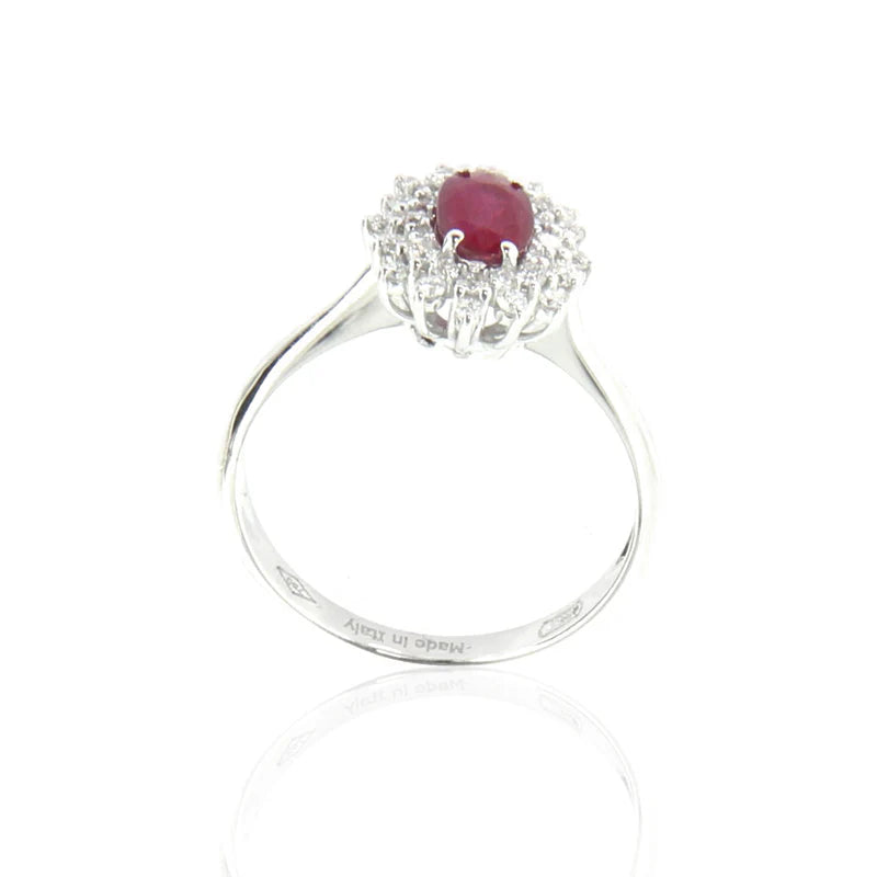 Anello Davite & Delucchi - Rosetta con Rubino e Diamanti - profilo