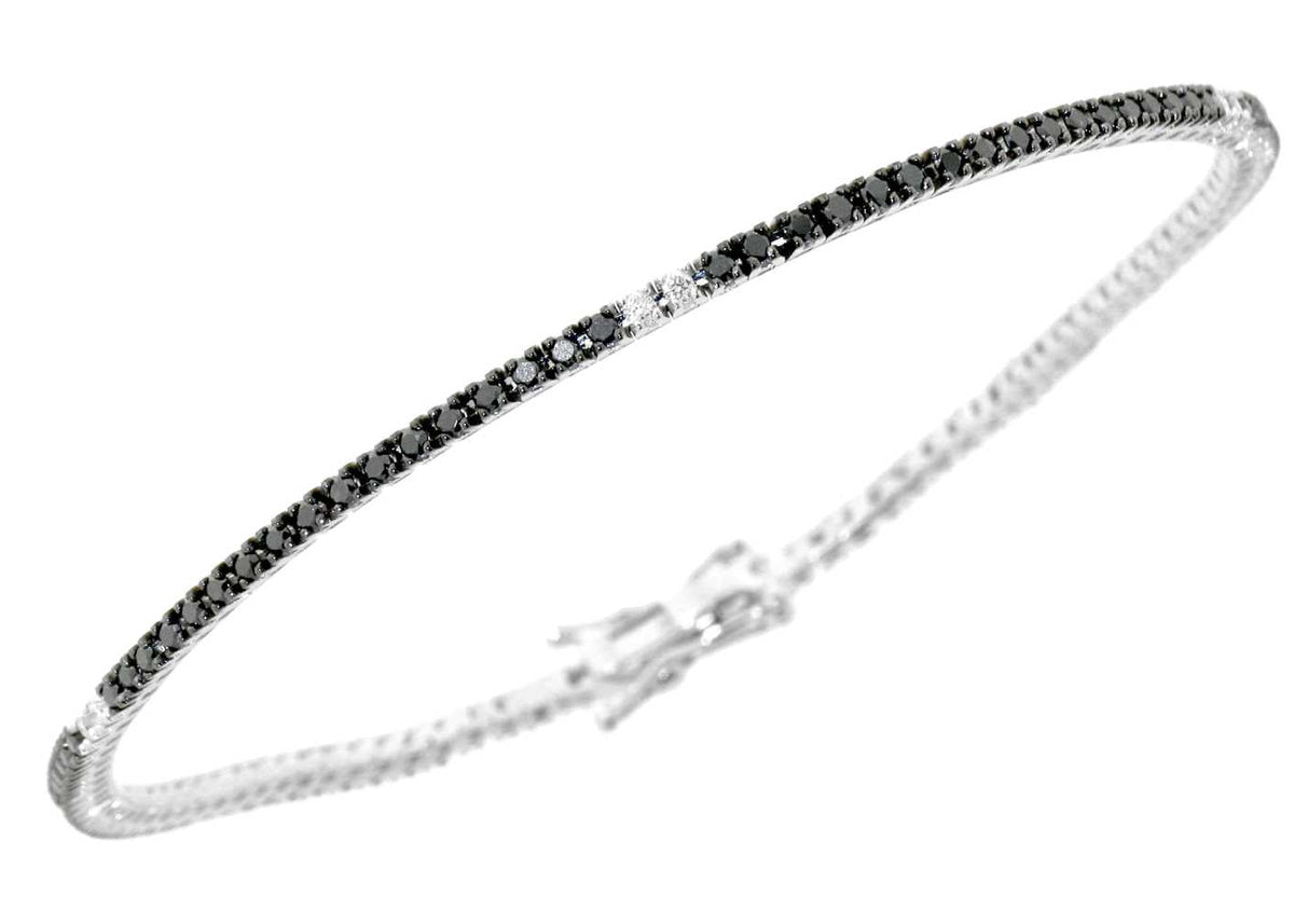 Bracciale Davite & Delucchi - Tennis Diamanti Bianchi e Neri 0.90ct