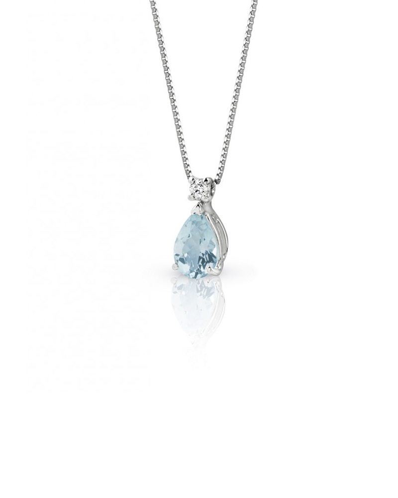 Collana Davite & Delucchi con Acquamarina 0,90ct e Diamanti - CLN011255