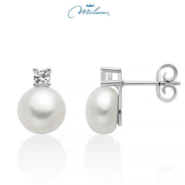 Orecchini Miluna - Eva - Perla e Topazio bianco