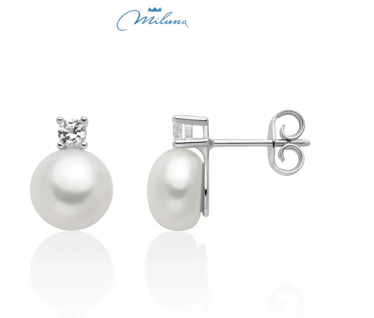 Orecchini Miluna - Eva - Perla e Topazio bianco