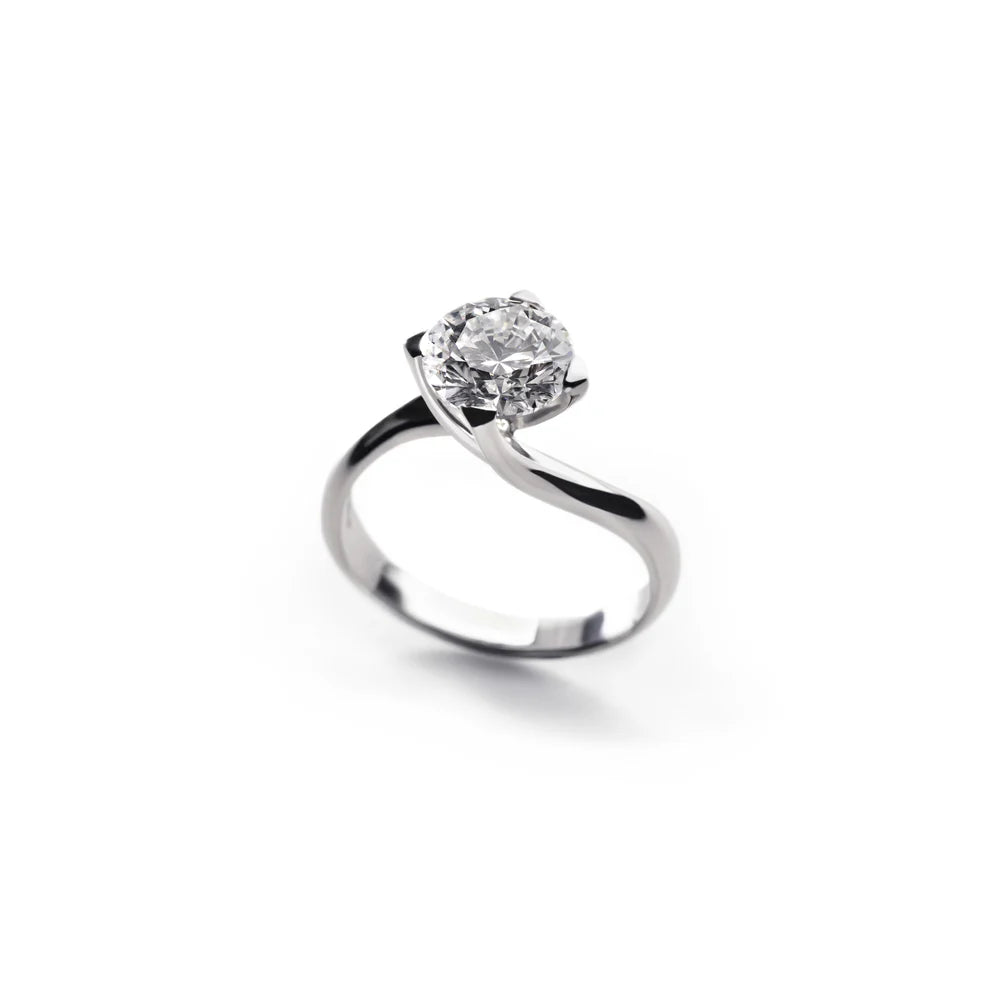 Anello Puro Platino - Solitario Valentin