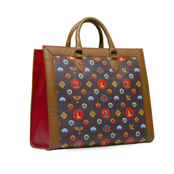 Shopping Bag Busy Ammia - Angelica & Bradamante - Cuoio e Rosso