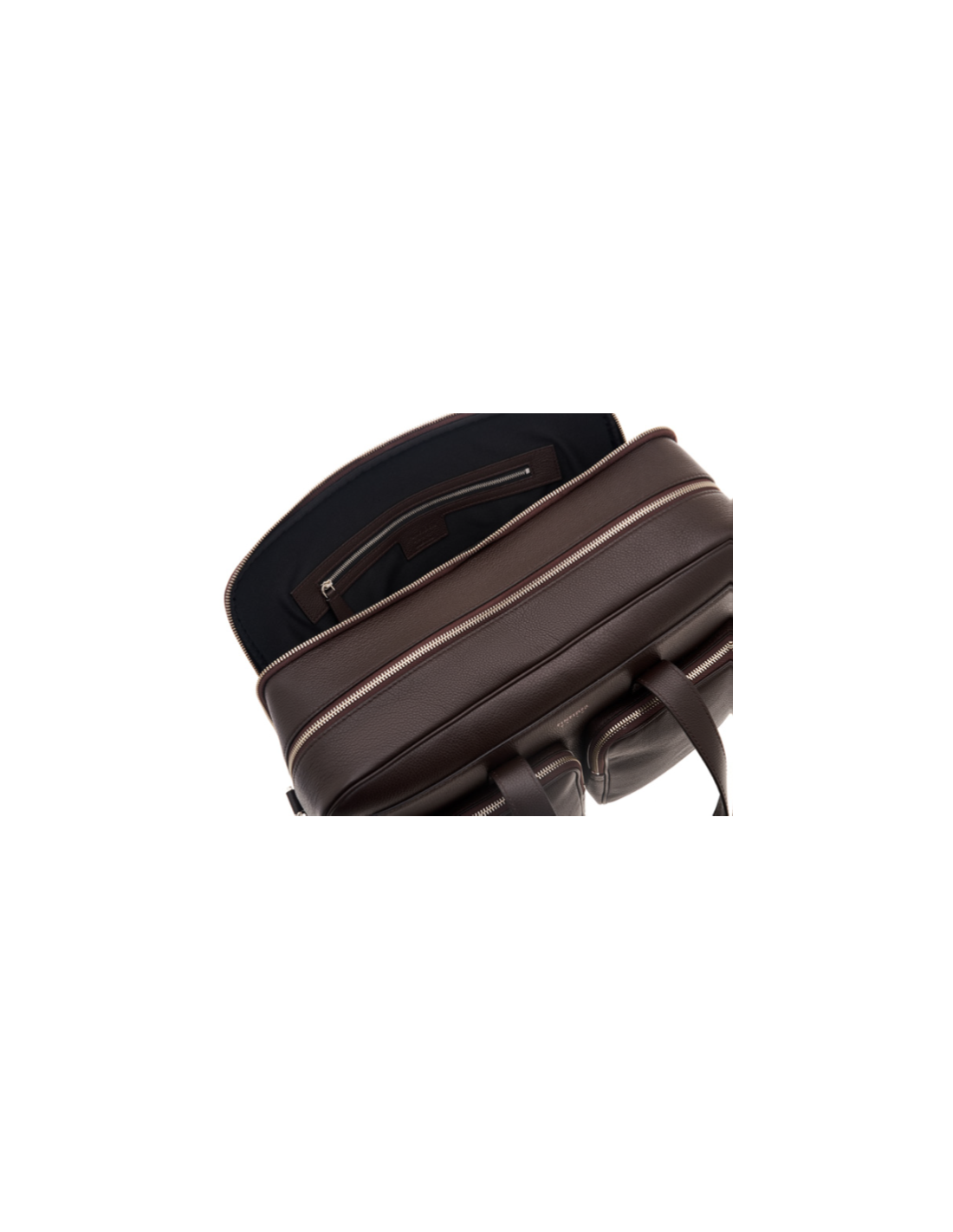 Cartella Pineider Daily in Pelle Marrone Bottalata con Doppia Tasca - interni