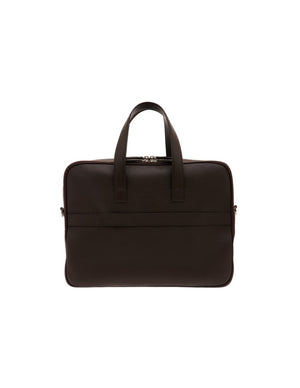 Cartella Pineider Daily in Pelle Marrone Bottalata con Doppia Tasca - retro