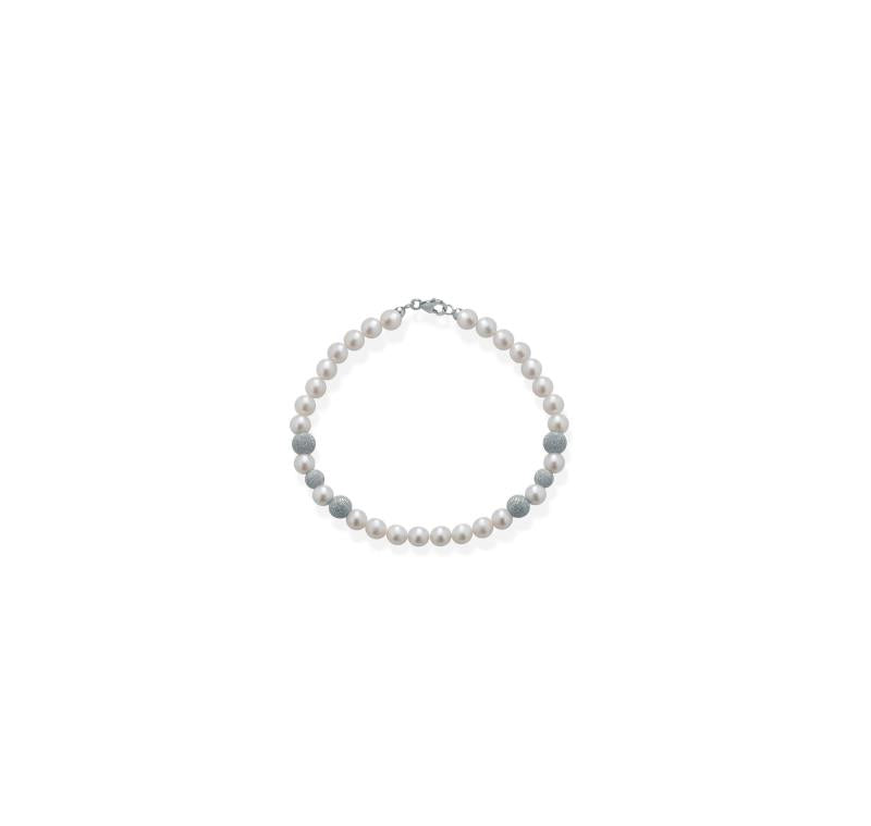 Bracciale di Perle Crusado con Sfere in oro Satinato - PB5S03B
