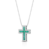 Collana Crusado - Croce uomo Diamanti Bianchi e Smeraldi