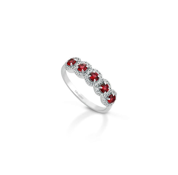 Anello Veretta Crusado con Rubini - Alicante - V5ALI1R