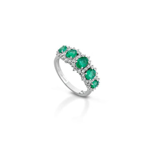 Anello Crusado - Veretta a 5 Smeraldi e Diamanti - Tropea - VSTRPXS