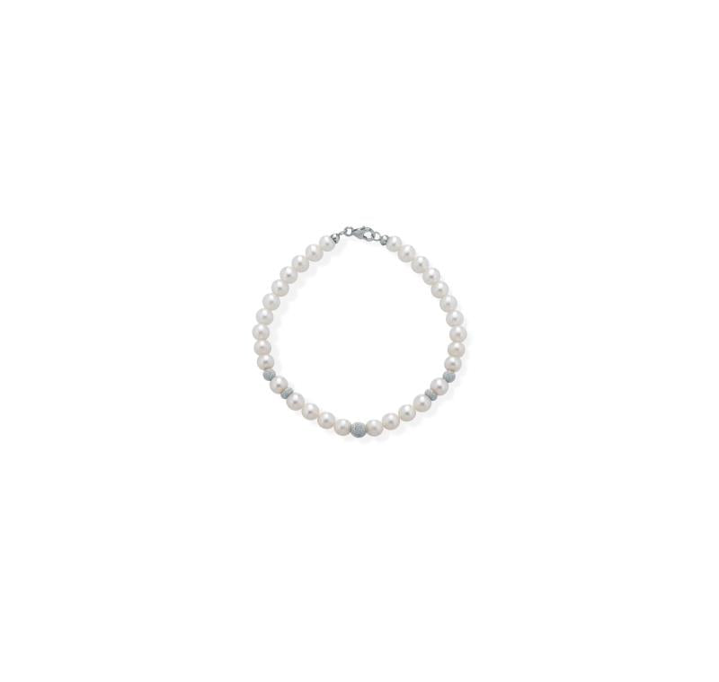 Bracciale di Perle Crusado con Sfere in oro Satinato - PB5S06B