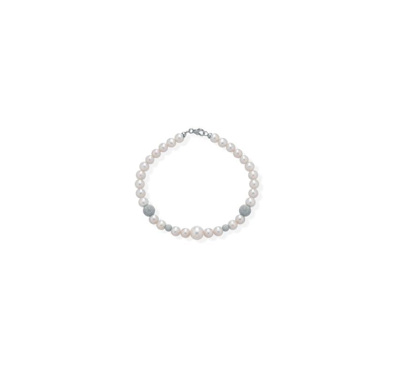 Bracciale di Perle Crusado con Sfere in oro Satinato - PB5S05B