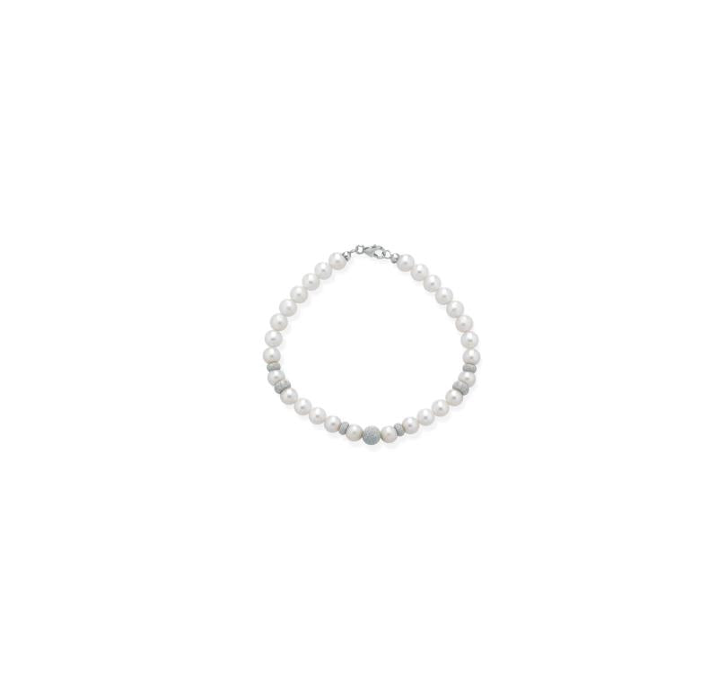 Bracciale di Perle Crusado con Sfere in oro Satinato - PB5S10B