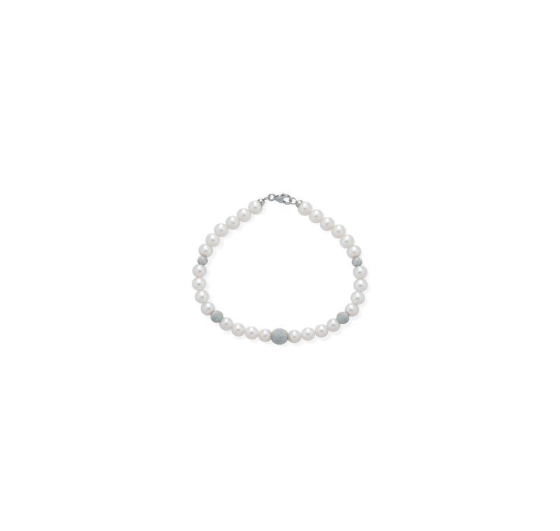 Bracciale di Perle Crusado con Sfere in oro Satinato - PB5S08B