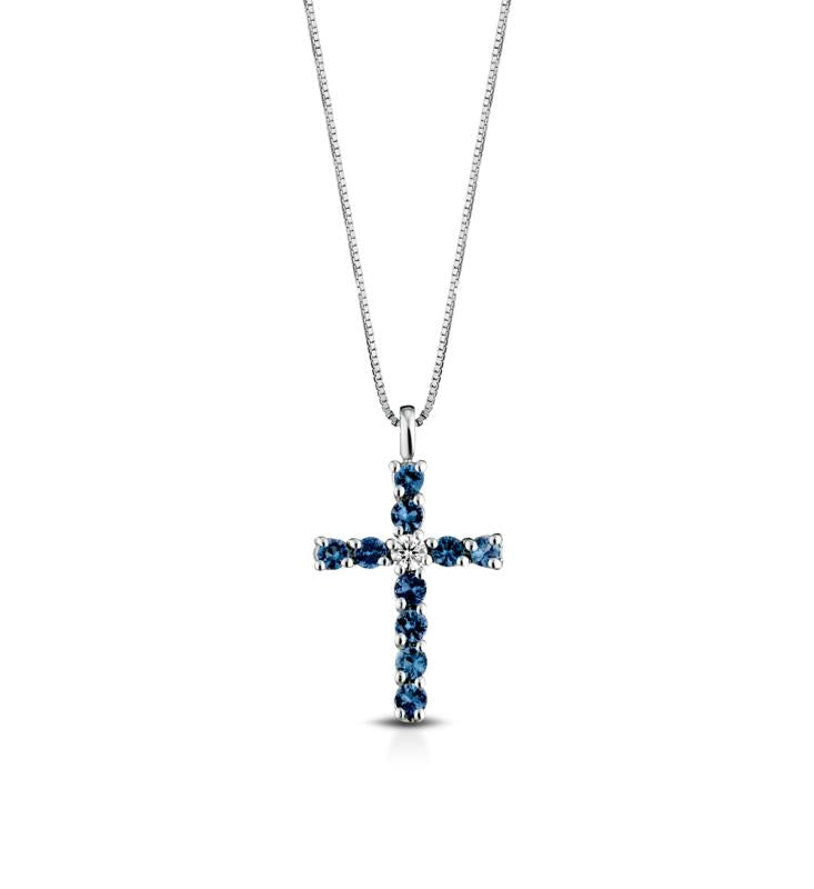 Collana Crusado - Croce Uomo Zaffiri - CRU90