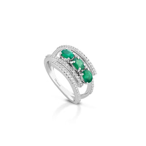 Anello Trilogy Crusado con Smeraldi - Costarica