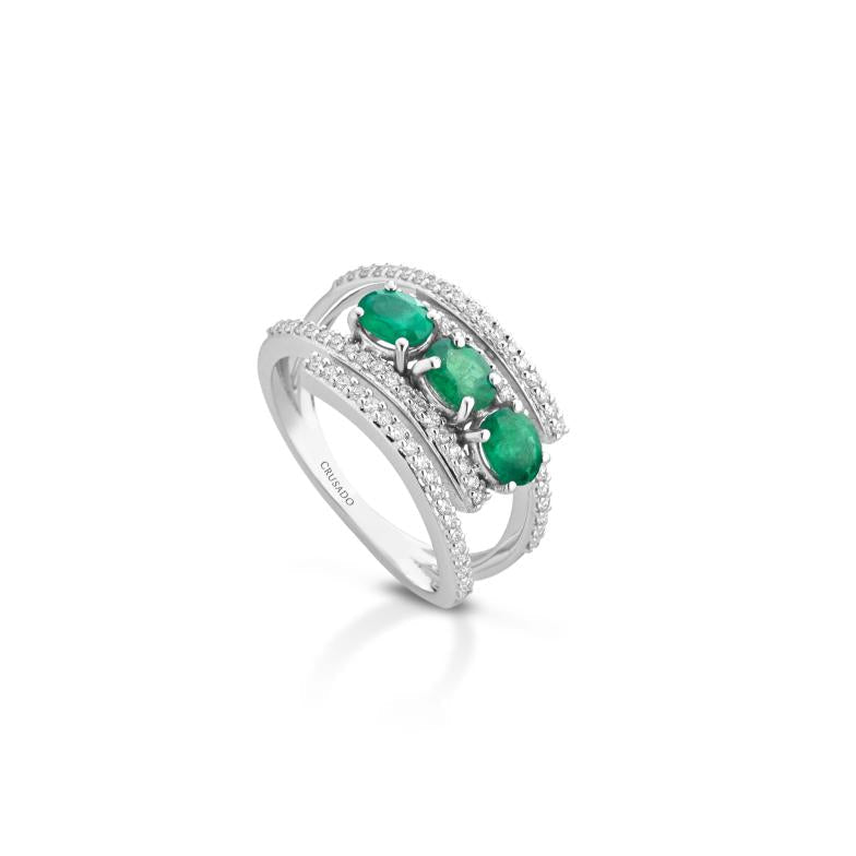 Anello Trilogy Crusado con Smeraldi - Costarica