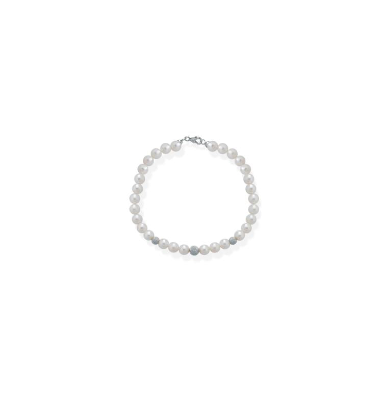 Bracciale di Perle Crusado con Sfere in oro Satinato - PB5S01B