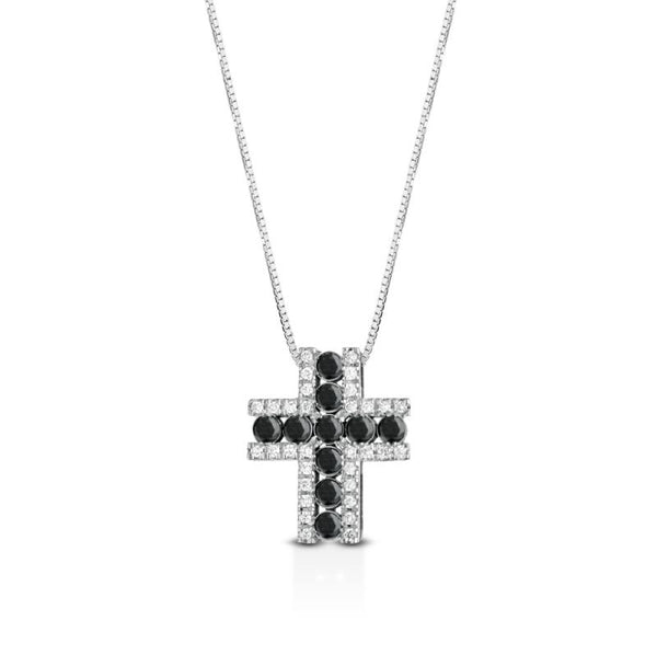 Collana Crusado - Croce uomo Diamanti bianchi e neri - CRU97