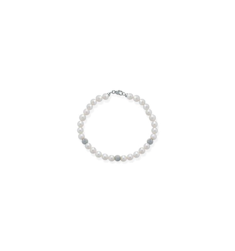 Bracciale di Perle Crusado con Sfere in oro Satinato - PB5S02B