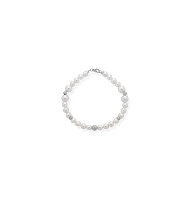 Bracciale di Perle Crusado con Sfere in oro Satinato - PB5S12B