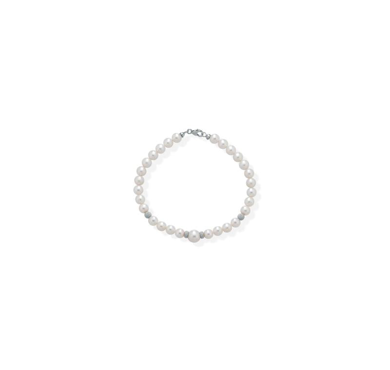 Bracciale di Perle Crusado con Sfere in oro Satinato - PB5S11B