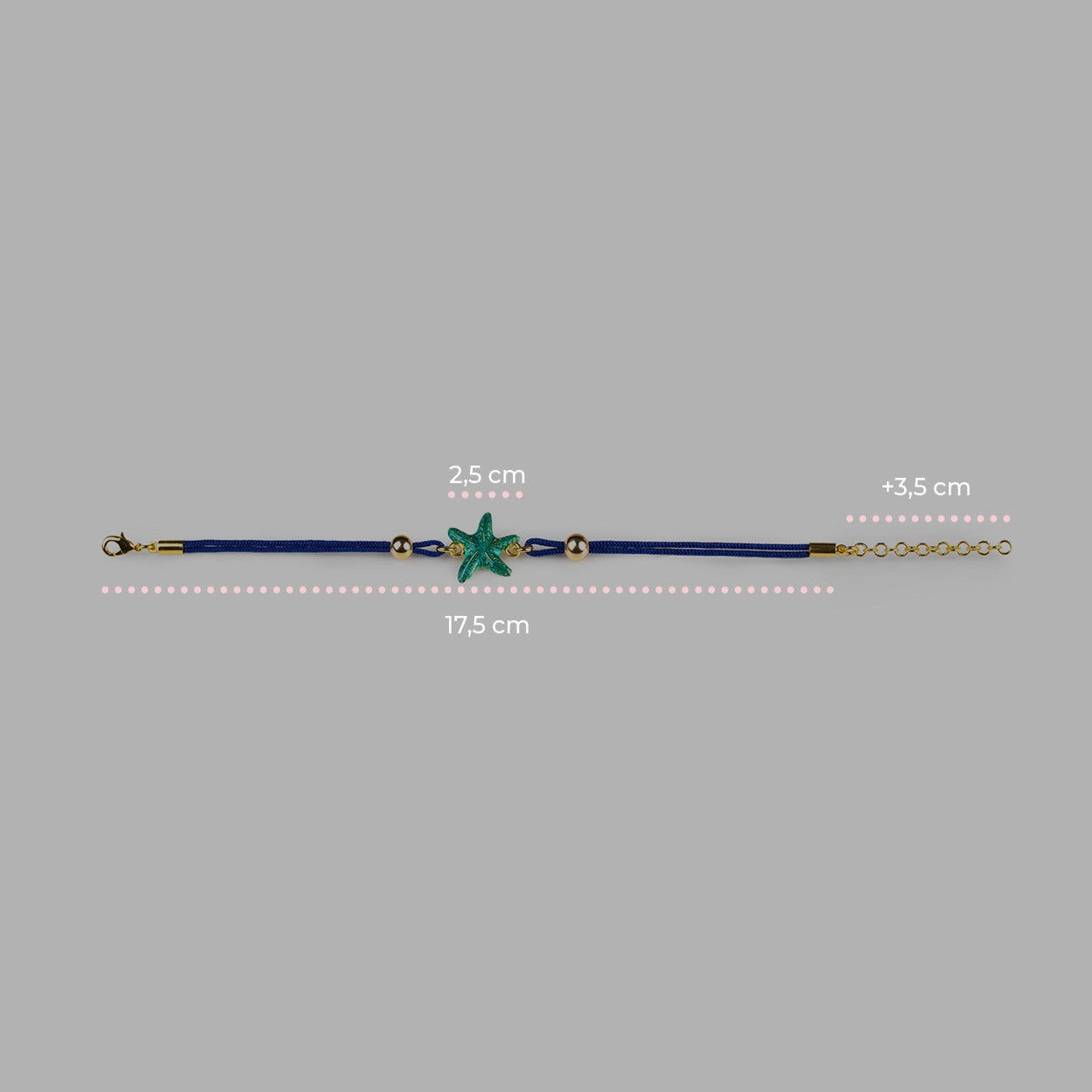 Bracciale Cordino - Stella Marina Turchese - 60000056 misure