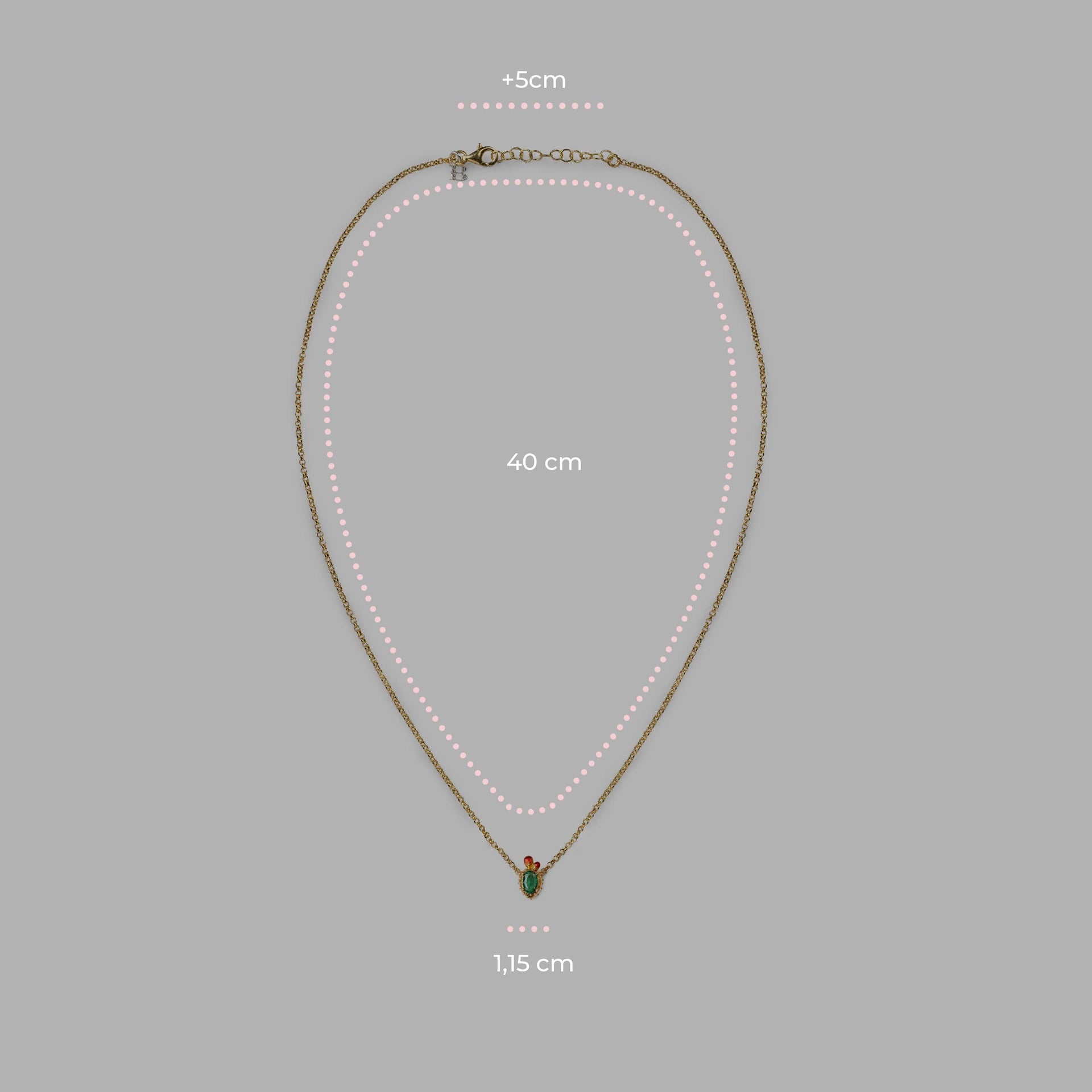 Collana Mini Pala di fico Gemma - misure