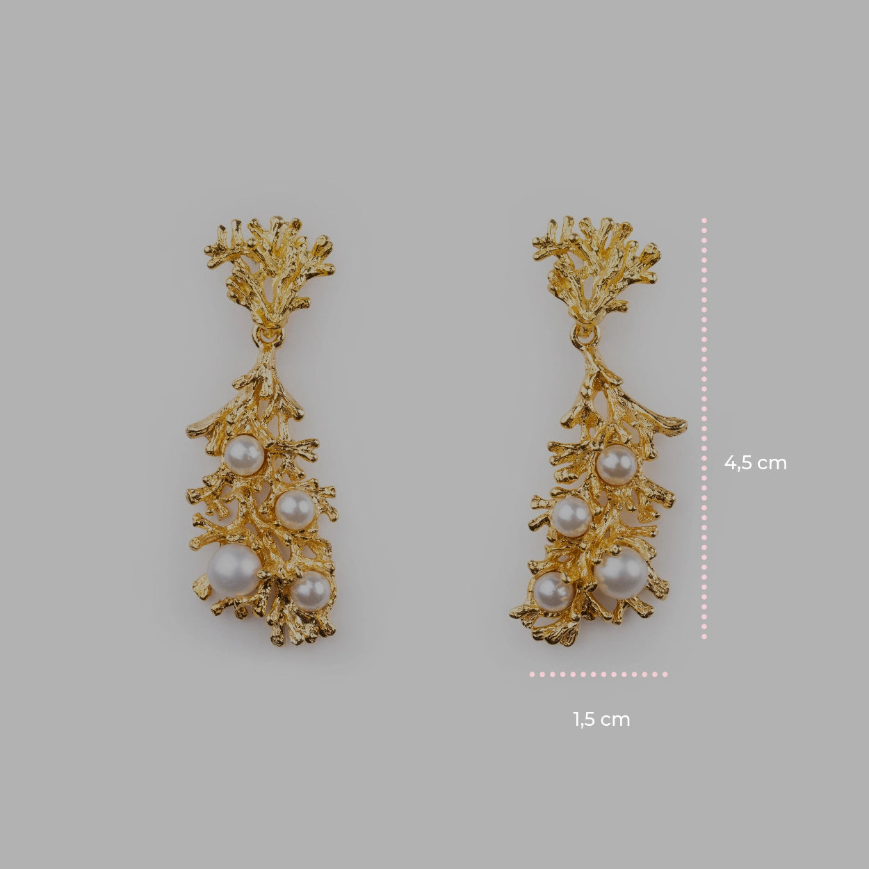 Orecchini Gold Rami di Perle - 20001510 misure