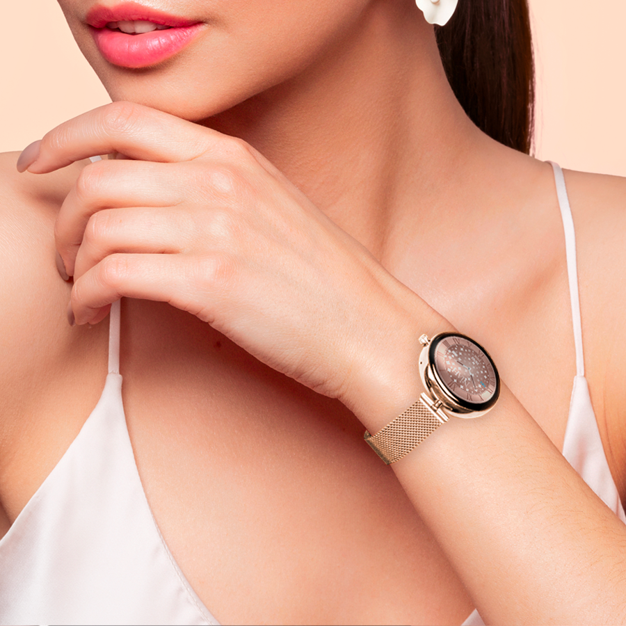 Smartwatch Techmade - Lyra di Niah - Maglia Milano Gold Rose indossato