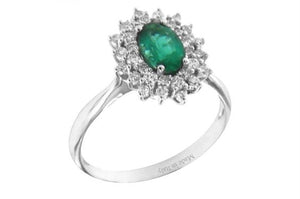 Anello Davite Delucchi - Rosetta con Smeraldo e Diamanti 