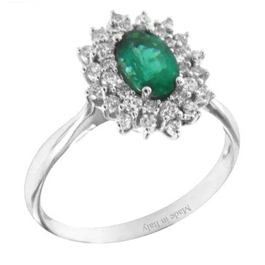Anello Davite Delucchi - Rosetta con Smeraldo e Diamanti 