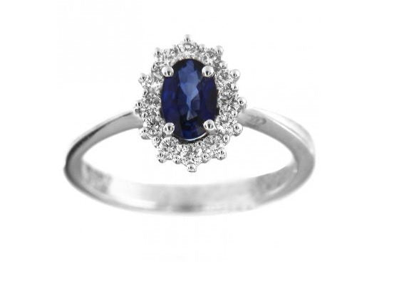 Anello Davite & Delucchi - Rosetta con Zaffiro e Diamanti - AA031655ZF