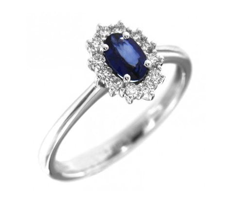 Anello Davite & Delucchi - Rosetta con Zaffiro e Diamanti
