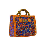 Small Shopping Bag Busy Ammia - Scaramanzia - Arancio e Paglia Fiori