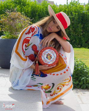 Round Bag Tamburì Ammia - La Mora - indossata