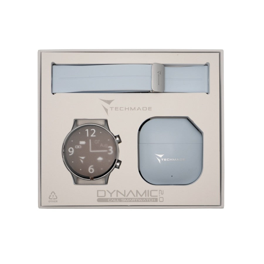 Confezione Smartwatch Techmade - DYNAMIC 2 - Bundle Pack con Auricolari - Celeste