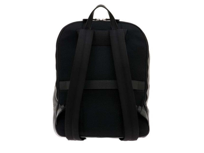 Zaino Pineider Daily 23 con Doppia Tasca in Pelle Liscia Nera - retro