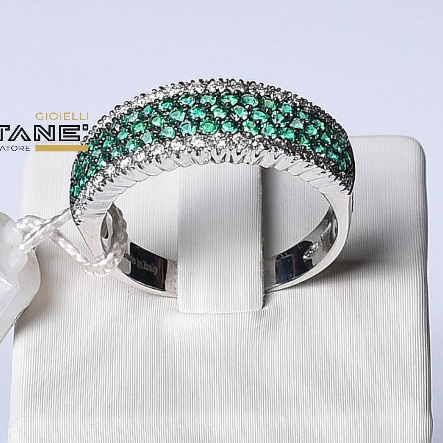 Anello Davite & Delucchi - Fascia di Smeraldi e Diamanti