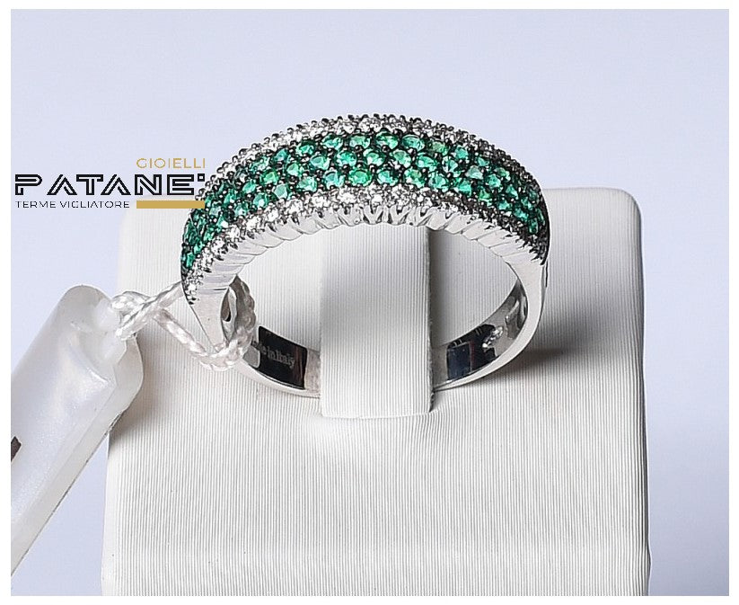 Anello Davite & Delucchi - Fascia di Smeraldi e Diamanti