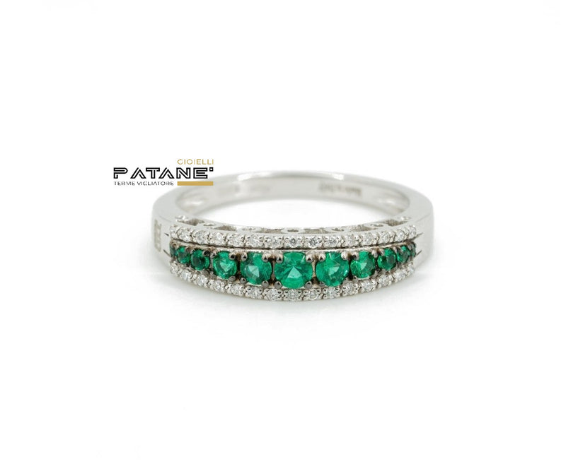 Anello Davite & Delucchi - Fascia di smeraldi e diamanti - Patanegioielli