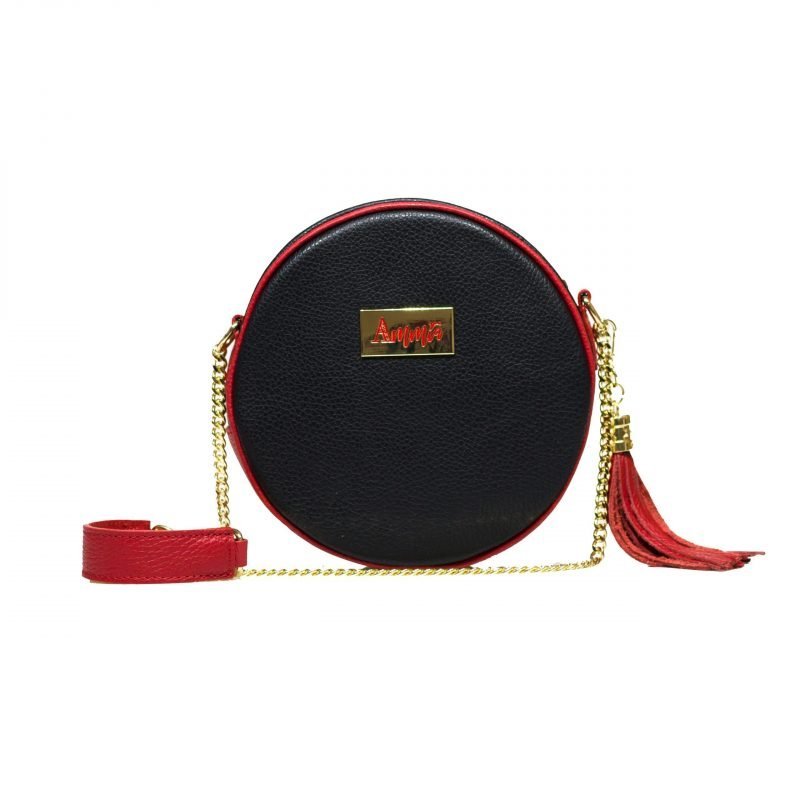 Borsa Ammia - Bradamante - Round Bag Tamburì Nera e Rossa retro